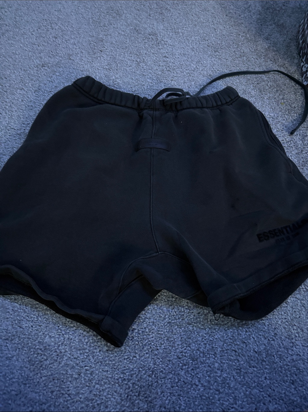 Essentials Black Logo-Trim Athletic Shorts